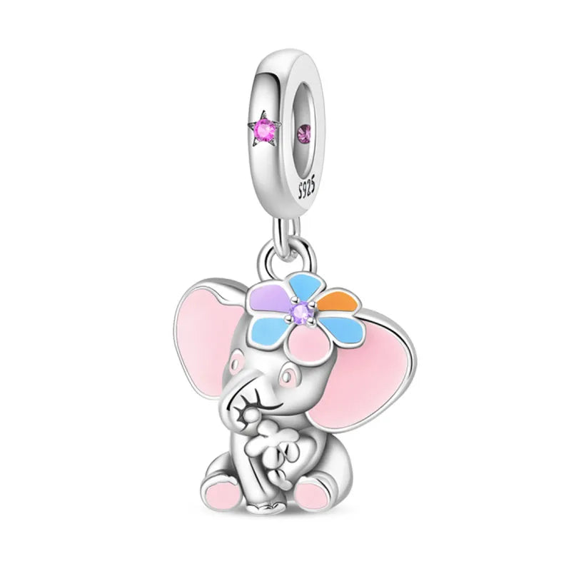 100% 925 Sterling Silver Teddy Bear, Kitten, Puppy & Elephant Luminous Firefly Charms | Sweet Beads Fit Pandora Bracelet Fine Jewelry