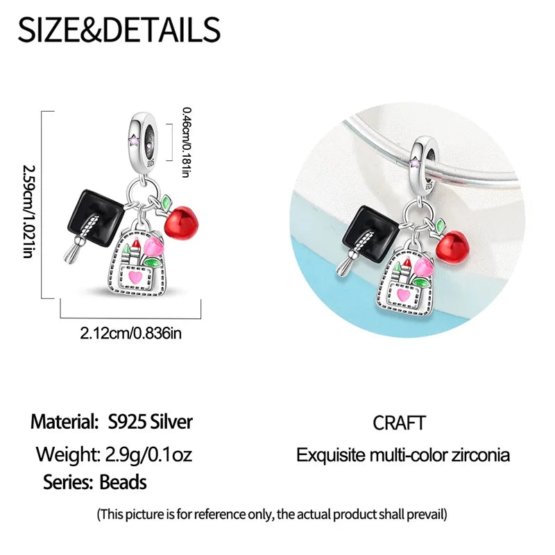 100% 925 Sterling Silver Heart Family Charms with Pumpkin & Pave Zircon Pendant – Fits Original Bracelet DIY Jewelry Gifts