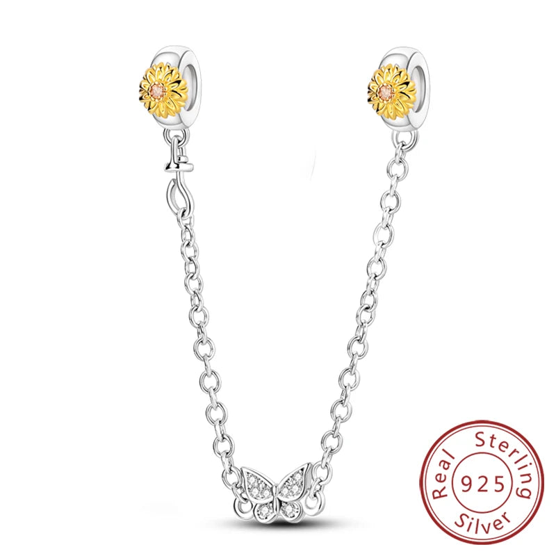 New 925 Sterling Silver Sunflower Heart Charm Bead | Original Bracelet DIY Jewelry Gift for Women