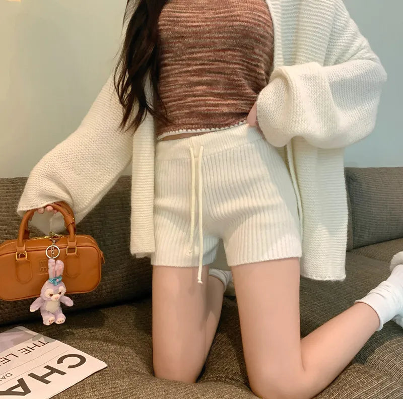 High Waist Knitted Wool Wide-Leg Pants for Women – Autumn Casual Straight Bootcut Trousers