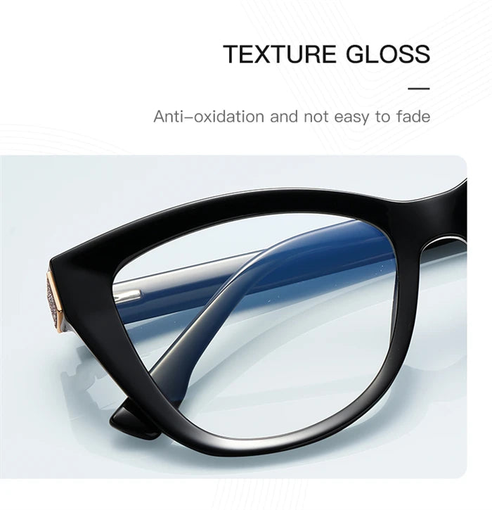 Fashion Women Myopia Glasses – Big Frame TR90 Anti-Blue Light Luxury Cat Eye | Custom Prescription Eyewear 0 to -6.0