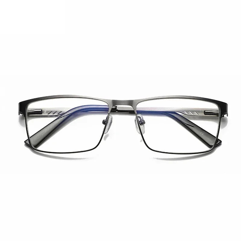 Men’s Square Metal Large Frame Prescription Glasses – Blue Light Blocking & Eye Protection Eyewear