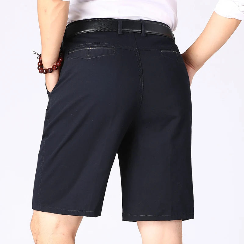 Classic Cotton Bermuda Shorts | Knee-Length Comfortable Board Shorts for Outdoor & Beach | Black & KhakiClassic Cotton Bermuda Shorts | Knee-Length Comfortable Board Shorts for Outdoor & Beach | Black & Khaki