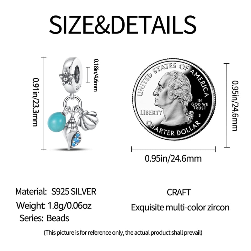 925 Sterling Silver Luminous Ocean Crab Shell Charm | Fit Original Bracelet DIY Birthday Jewelry Gift for Women