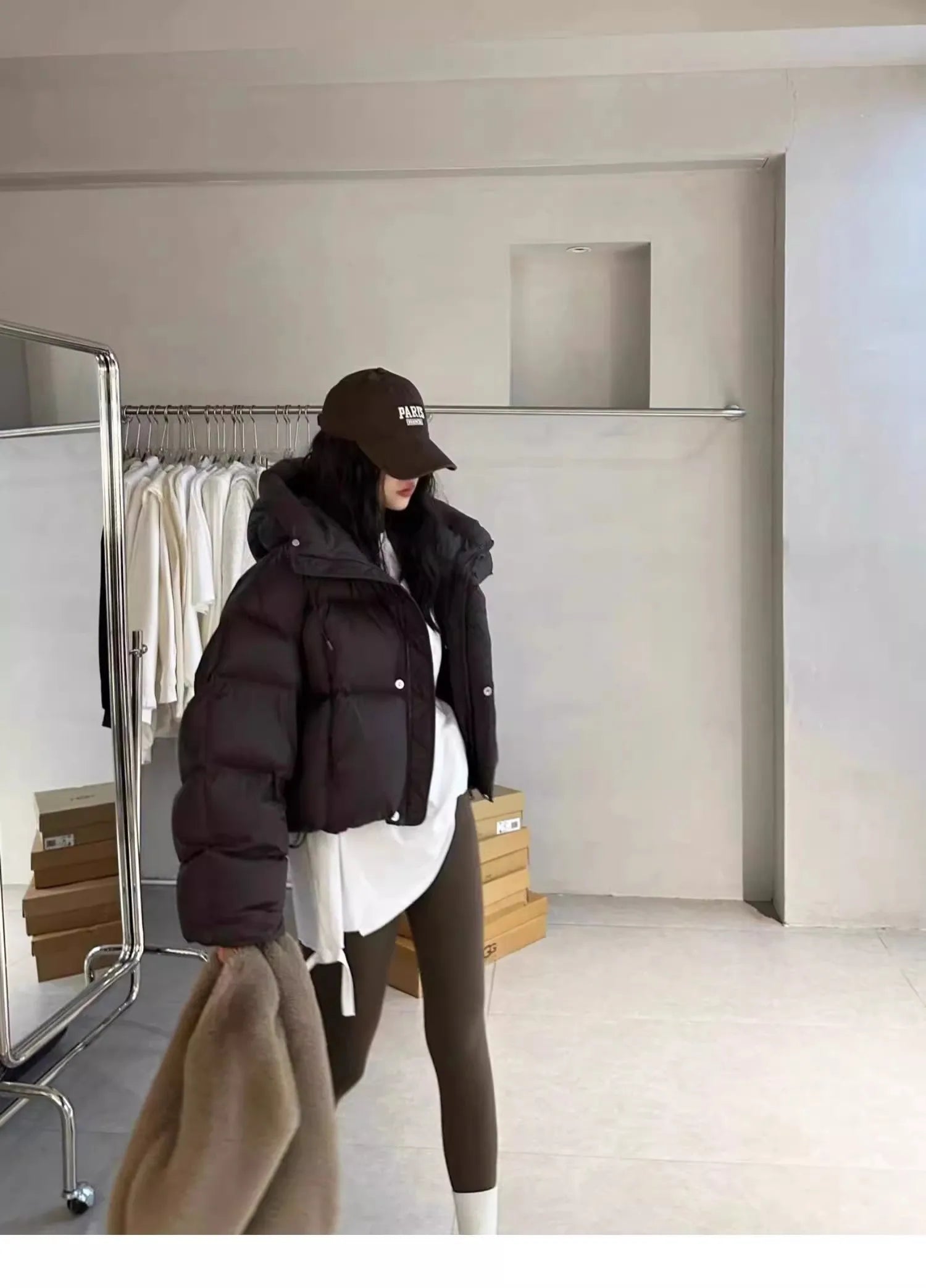 Trendy American Style Women’s Cotton Jacket Coat with Hood – Winter Small Size Bread Style Outerwear