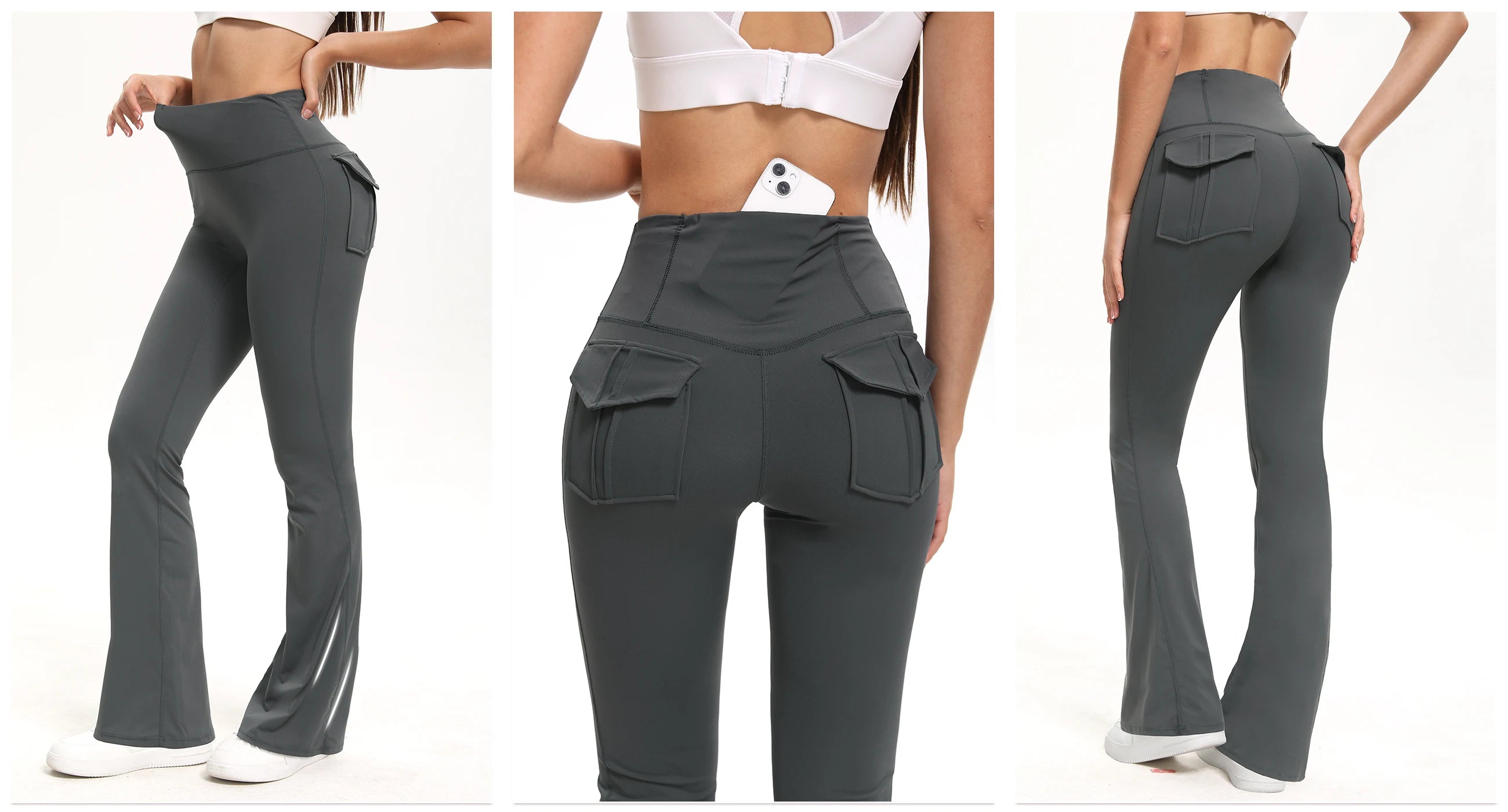 Women’s High Waisted Flared Yoga Pants | Tummy Control Bootcut Leggings with Pockets | Gym & Casual Wear