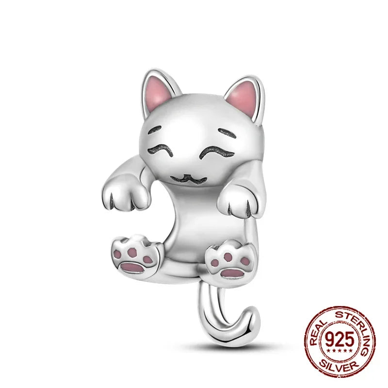 925 Sterling Silver Number & Puppy Family Beads Pendant | Fit 4mm Hole Bracelets