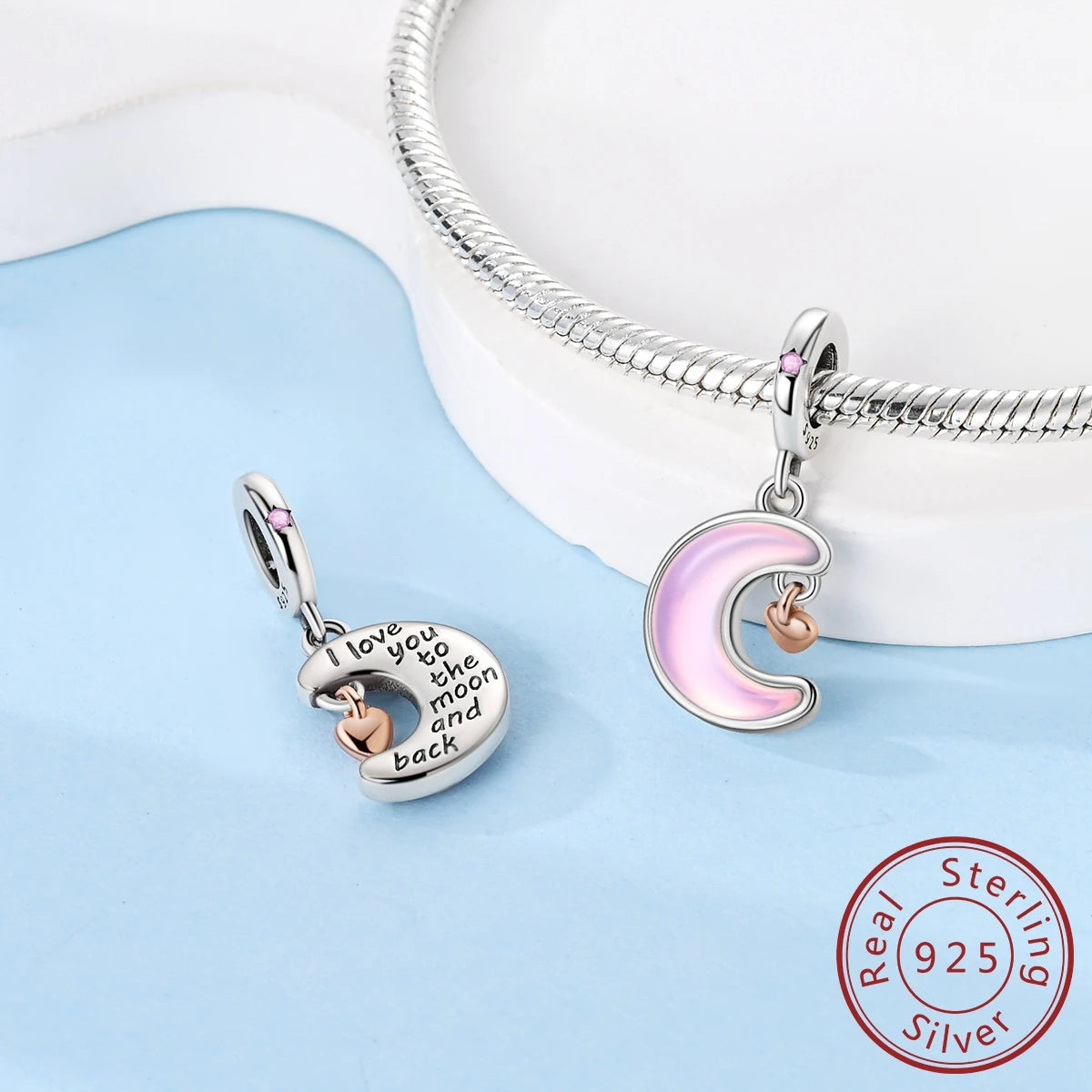 925 Sterling Silver Pink Zircon Heart Cross Charm | Fits Pandora Original Bracelet | Women’s Pendant DIY Jewelry Gift