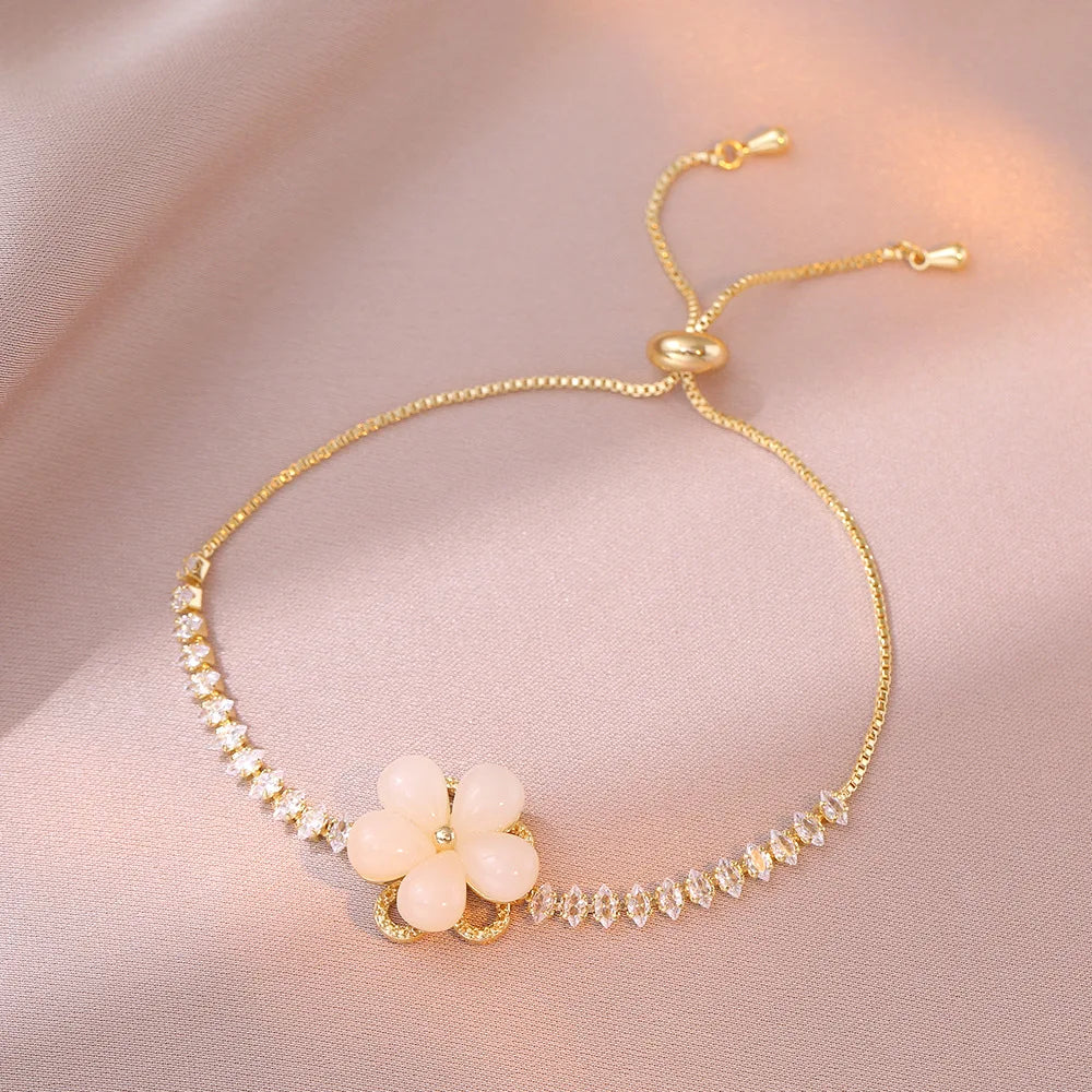 Multicolor Heart Charm Bracelet 💖 Titanium Steel Rhinestone Jewelry