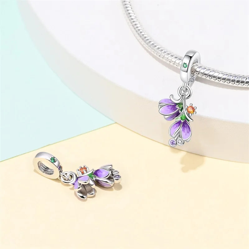 2025 925 Silver Daisy Tulip Pansy Flower Charms Bead | Fit 3mm Original Bracelets DIY Jewelry Gift