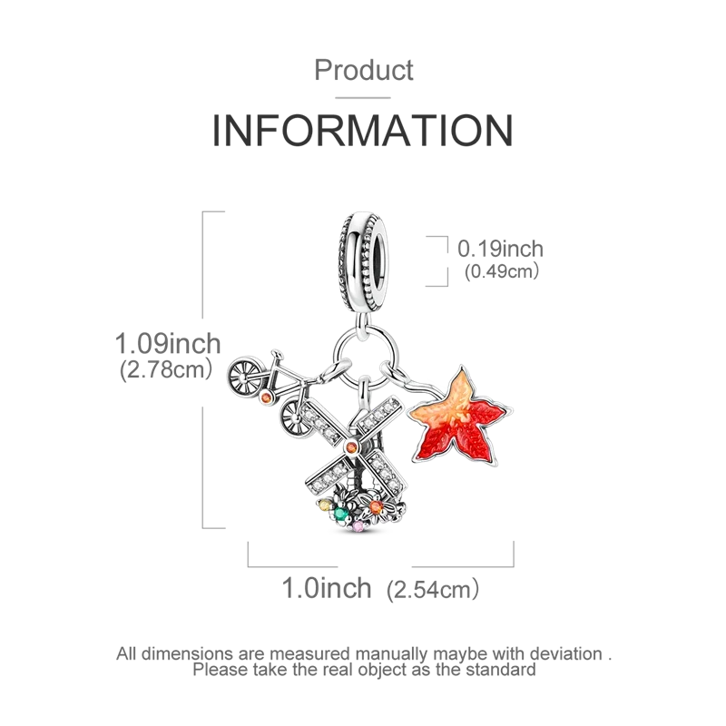 925 Sterling Silver Golden Autumn Charms | Maple Leaf & Pumpkin Beads Fit Original Bracelet DIY Jewelry Gift