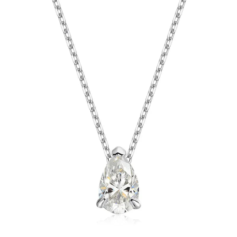 Smyoue 1-4CT Pear Cut Moissanite Pendant Necklace – 925 Silver Lab Diamond Chain for Women