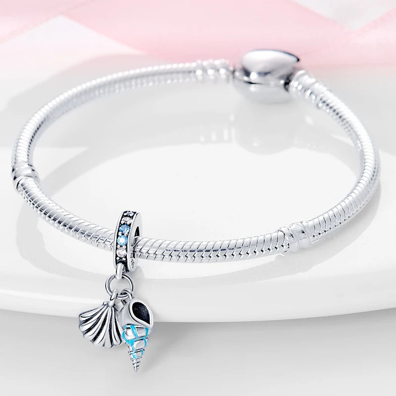 Blue Ocean Series 925 Sterling Silver Turtle Crab Mermaid Charms for 3mm Bracelet