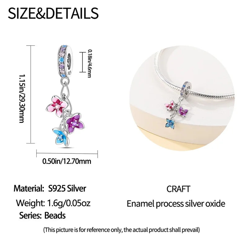 2025 925 Silver Daisy Tulip Pansy Flower Charms Bead | Fit 3mm Original Bracelets DIY Jewelry Gift