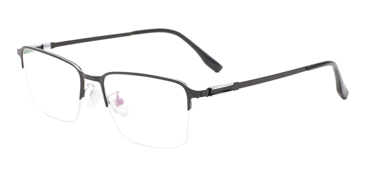 Metal Half Rim Rectangular Browline Glasses Frame for Men – Business & Prescription Eyewear