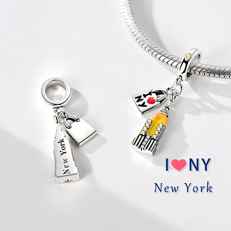 925 Sterling Silver Travel Charms | London Big Ben Eiffel Tower Bead