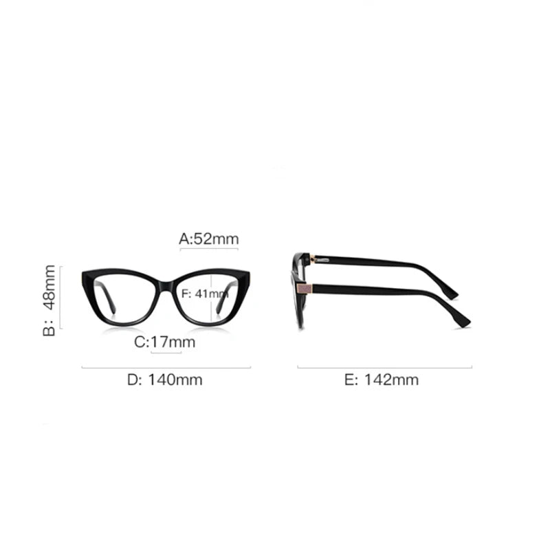 Fashion Women Myopia Glasses – Big Frame TR90 Anti-Blue Light Luxury Cat Eye | Custom Prescription Eyewear 0 to -6.0