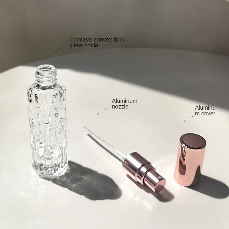 4PCS Transparent Glass Perfume Spray Bottles – Empty Refillable Mini Bottles with Lids | Portable Travel Sub-Bottles