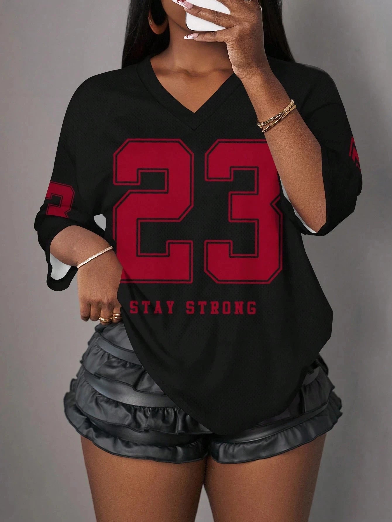 Women’s Casual Minimalist NO.23 Graphic T-Shirt – Summer Sports Jersey | Y2K Ladies Clothes