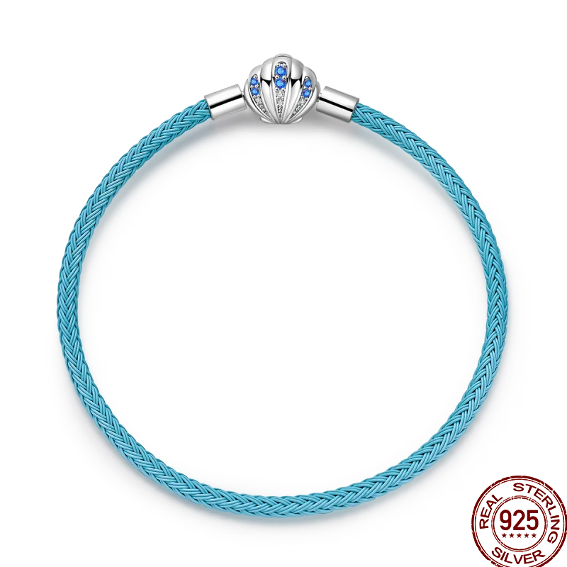 925 Sterling Silver Rainbow Leather Braided Bracelet | Eternal Love Stars & Moon Charm – DIY Women’s Beaded Jewelry Gift