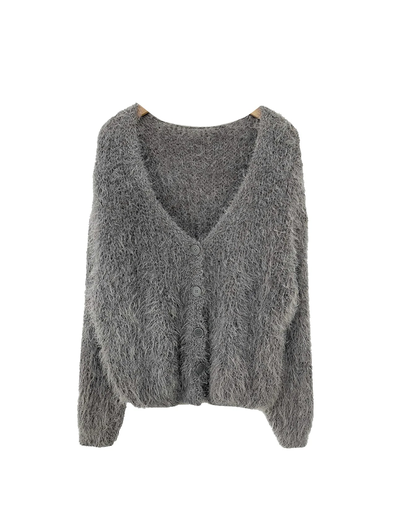 Chic V-Neck Knitted Sweater Coat for Women 🧥✨ Faux Fur Lazy Style Cardigan 💖 Autumn Winter Fashion Outerwear