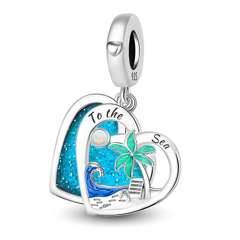 925 Sterling Silver Turtle Dolphin Series Charms | Ocean Beads Fit DIY Bracelet Necklace Women Jewelry Gift