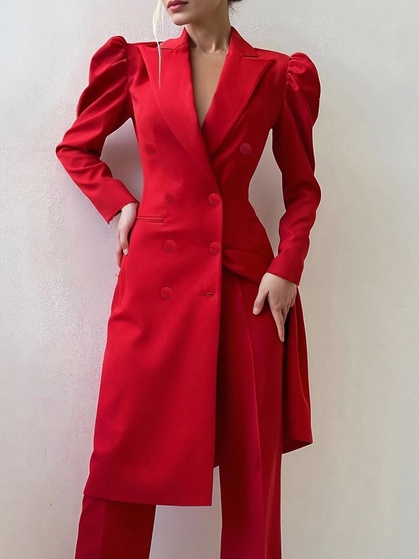 Women’s Business Blazer – Autumn Winter Long Sleeve Turn-Down Collar Button Front | High Street Office Wear