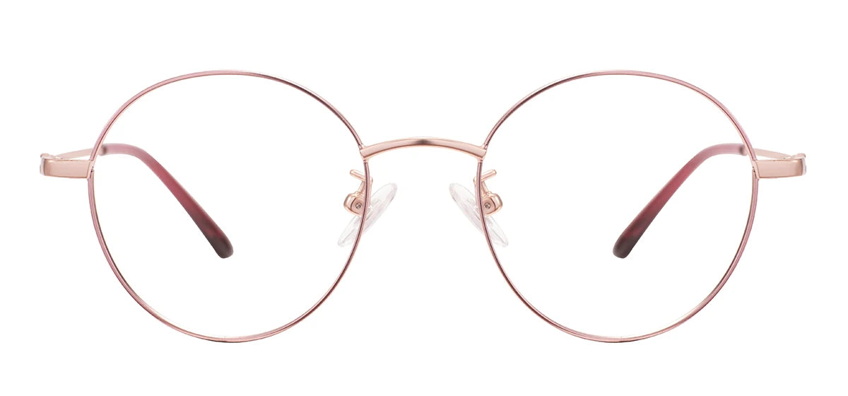 Colorful Round Metal Pink Glasses Frame – Luxury Unisex Full Rim Prescription Eyewear