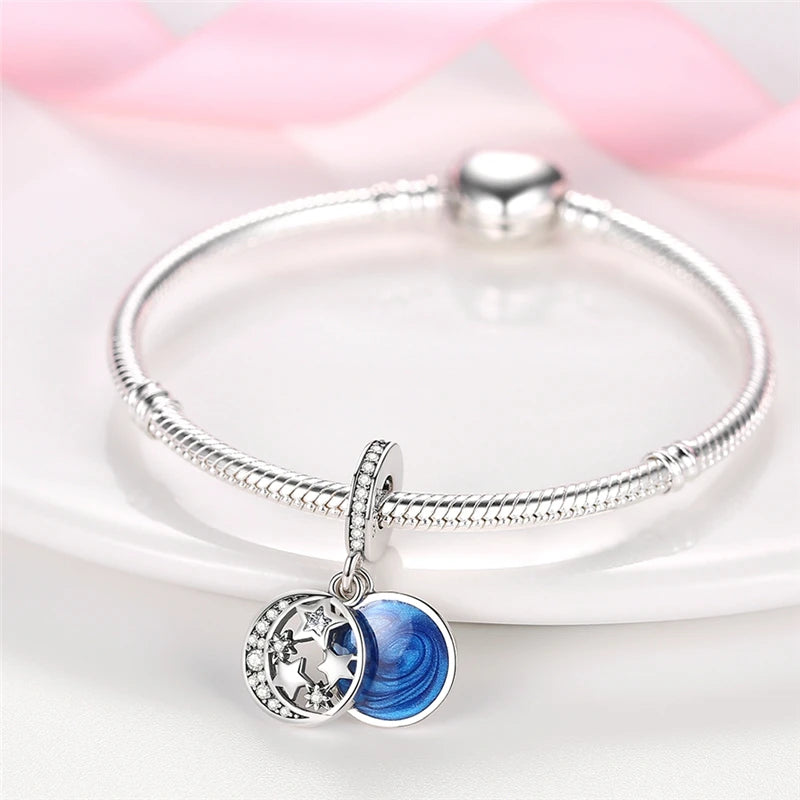 925 Sterling Silver Colorful Charms – Rose, Crown, Rainbow & Heart Dangle Beads Fit Pandora Bracelet & Necklace