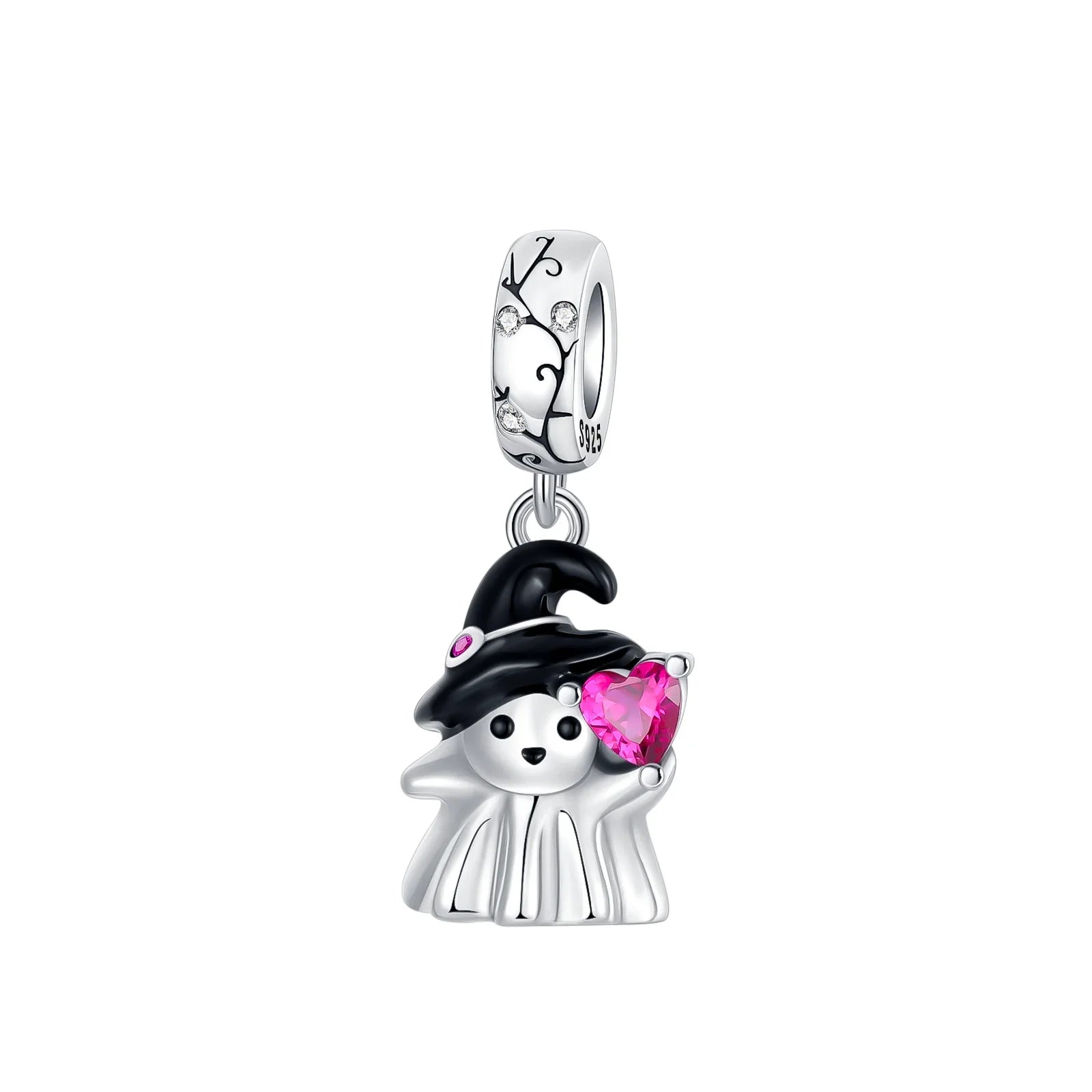 Halloween 925 Sterling Silver Black Skull, Bat & Pumpkin Charms | Pendant for DIY Original Bracelets, Women’s Fine Jewelry Gift