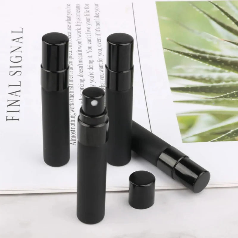 5PCS 5ml/10ml Portable Black Perfume Bottles – Empty Glass Cosmetic Sample Test Tubes | Travel Mini Refillable Fragrance Containers
