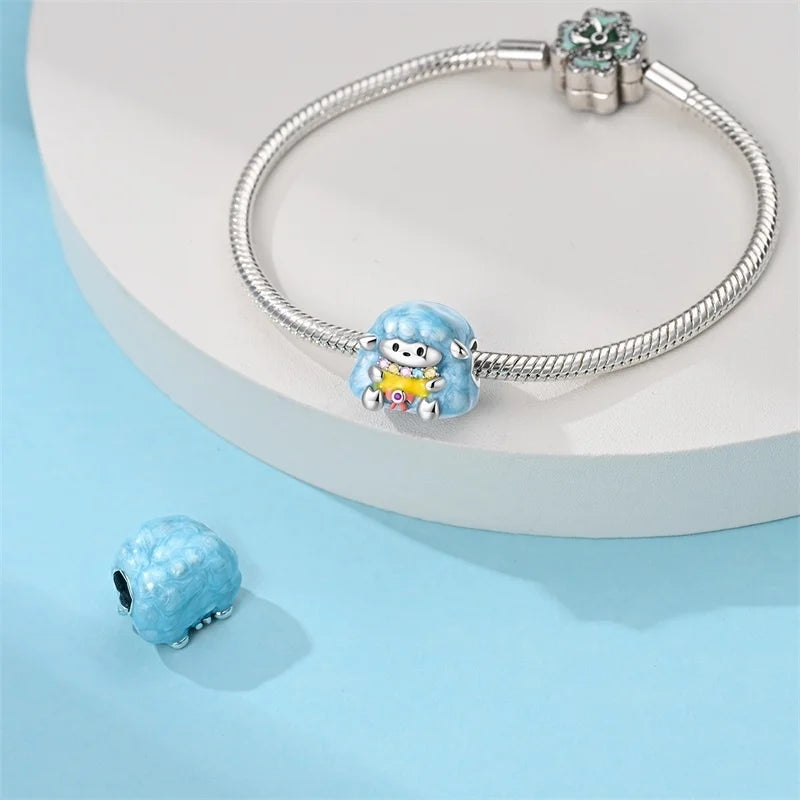 Cute Pet Kitten Puppy Sheep Charms | Fit 925 Original Pandora Bracelets | Colorful Zircon Beads DIY Jewelry Gift