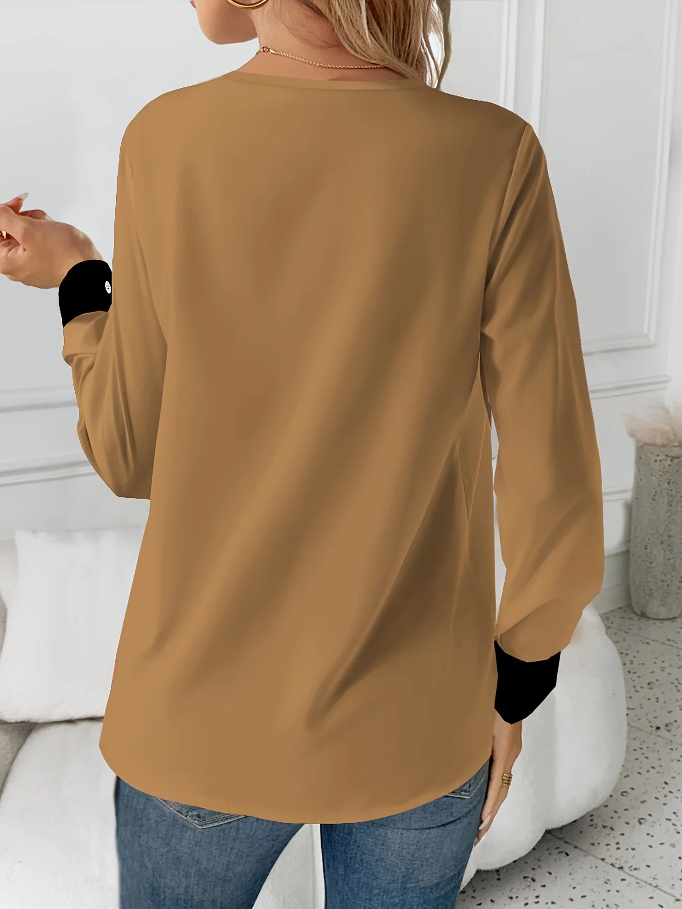 Women’s Elegant Loose Long Sleeve Shirt – Casual Fashion Blouse for Holiday & Weekend Wear