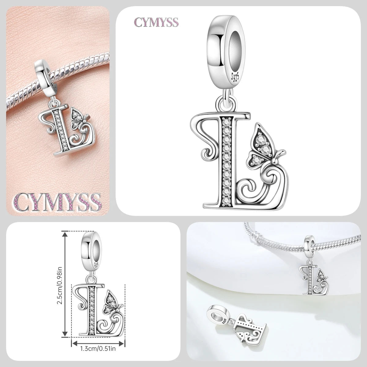 Original S925 Sterling Silver Butterfly & A-Z Letter Beads – DIY Bracelet & Necklace Jewelry
