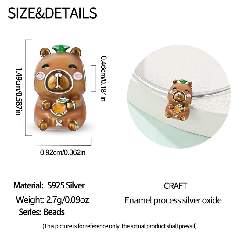 New Original 925 Sterling Silver Animal Charms | Cute Capybara, Elephant & Cat Beads for Bracelets DIY Jewelry