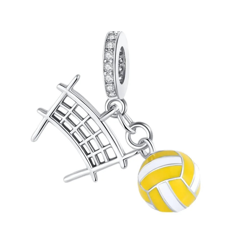 2025 S925 Sterling Silver Sports Series Charms | Basketball, Rugby, Baseball & Golf Pendant Fit Pandora Bracelets & Necklaces