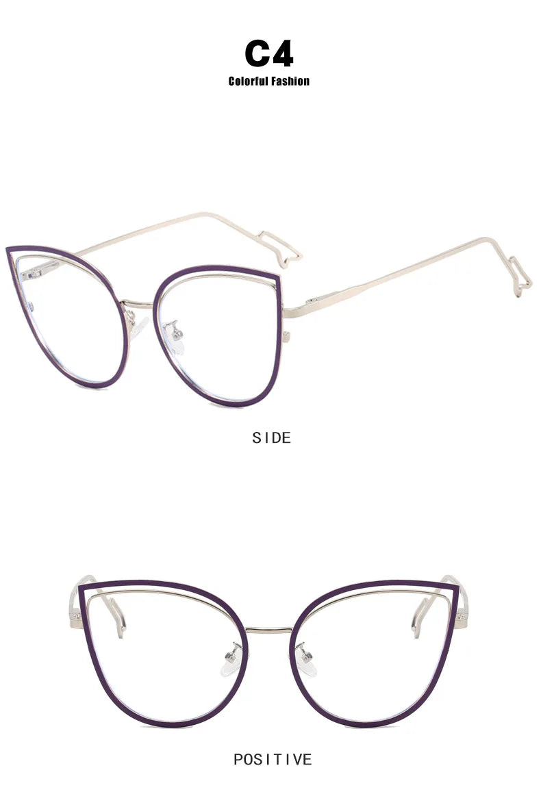 TANOXI Anti Blue Ray Reading Glasses for Women – Ins Metal Business Sunglasses for Men | Cat Eye Goggle UV400 Oculos Sol