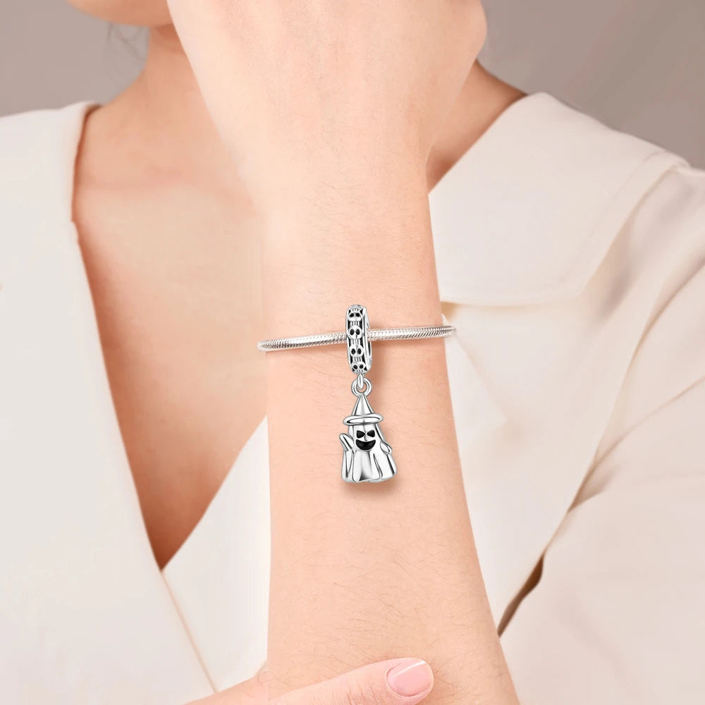 Gothic 925 Sterling Silver Grim Reaper Skull Charm Bead Fit Pandora Bracelet