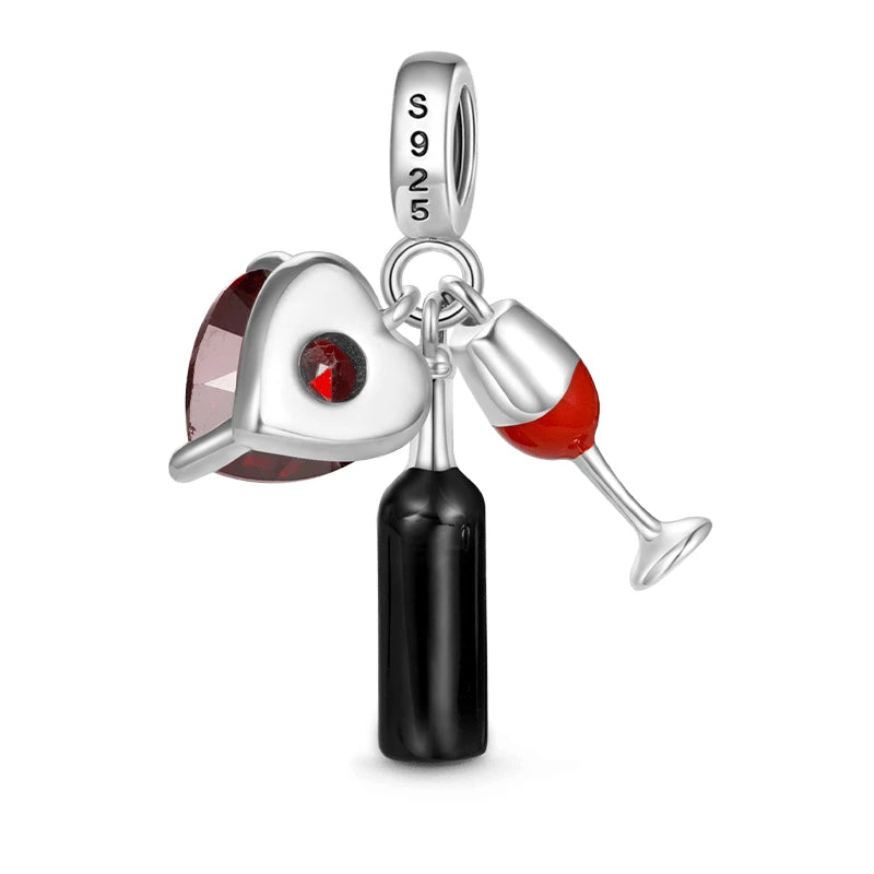 New 925 Sterling Silver Travel & Food Charm Beads – Wine, Lobster, Chili, Passport, Eiffel Tower, Plane & Beer for Pandora Bracelet