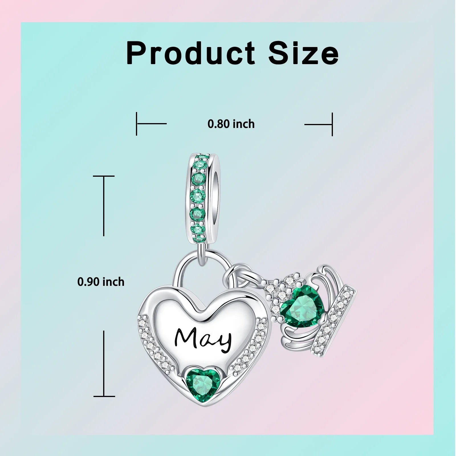 925 Sterling Silver Birthstone Love Pendant Charm | January–December Zircon Bead for Bracelet & Necklace DIY Jewelry Gift