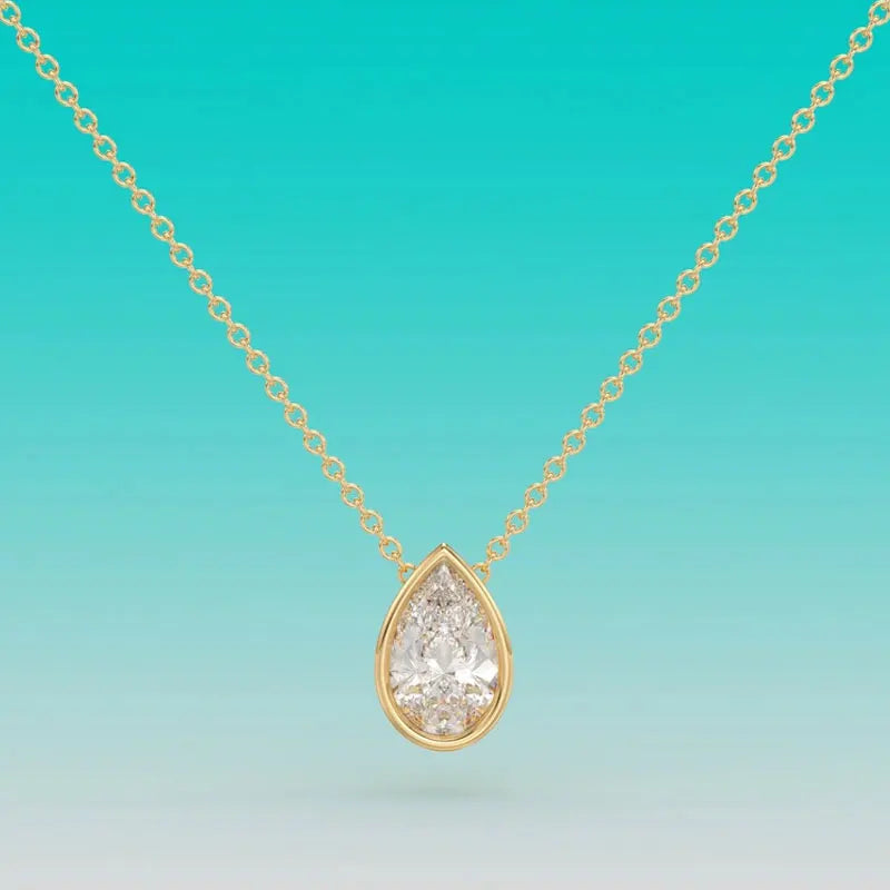 KNOBSPIN 1-4CT Pear Cut Moissanite Necklace – S925 Sterling Silver Solitaire Pendant for Women