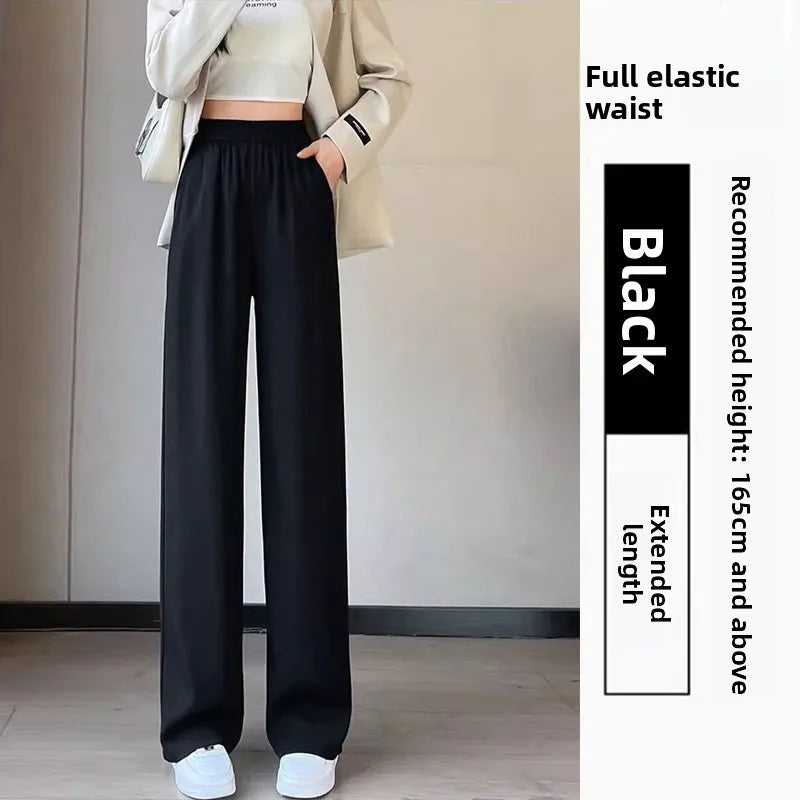 Women’s Slim Fit Straight Leg Suit Pants | Summer Thin Black Casual Trousers for Pear Shaped Body & Wide Hips