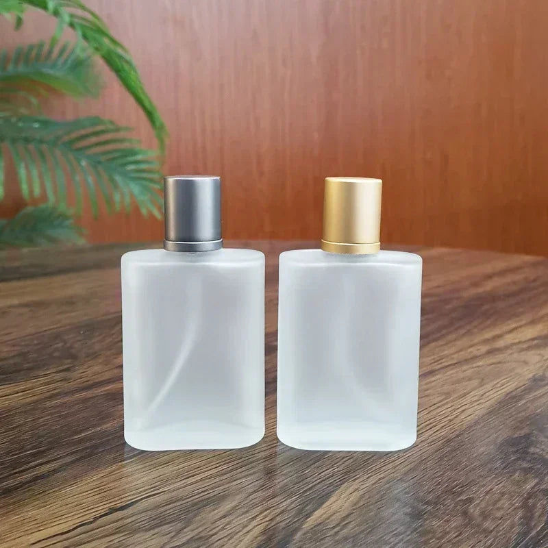 25/50/100ml Sandblasted Glass Perfume Bottle – Empty Refillable Screw Top Spray Bottle | Fine Mist Makeup Liquid Dispenser