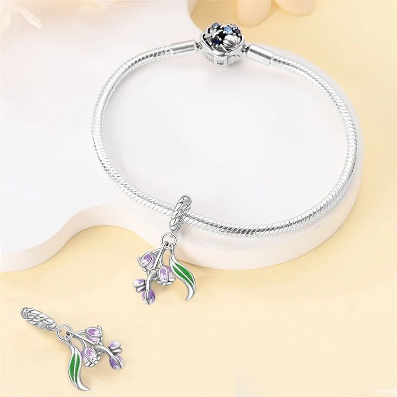 2025 925 Silver Daisy Tulip Pansy Flower Charms Bead | Fit 3mm Original Bracelets DIY Jewelry Gift