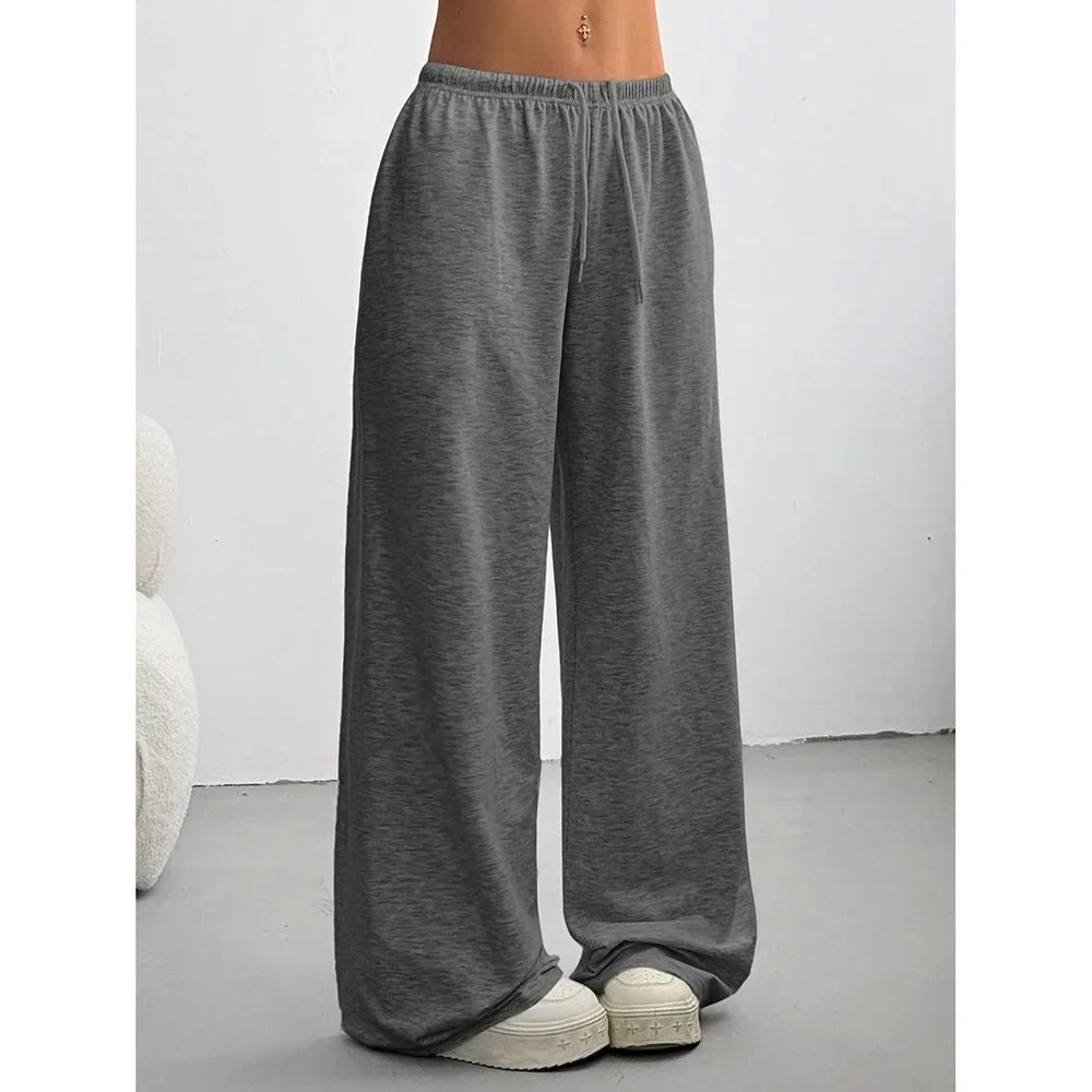 Loose Drapey Sporty Casual Pants for Women – Wide Leg Long Trousers with Drawstring Elastic Waist 👖✨