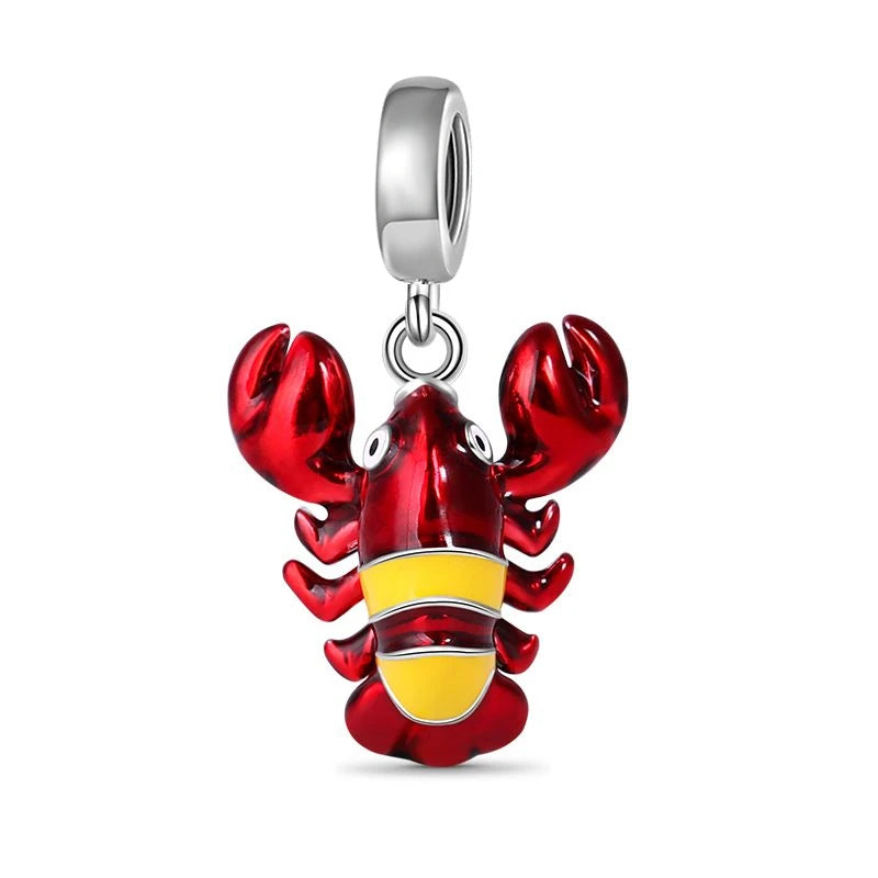 New 925 Sterling Silver Travel & Food Charm Beads – Wine, Lobster, Chili, Passport, Eiffel Tower, Plane & Beer for Pandora Bracelet