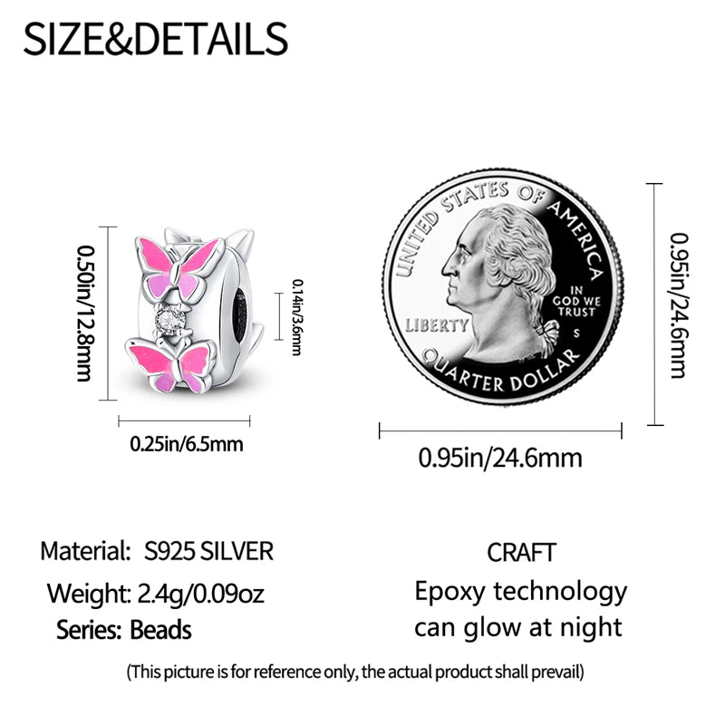 925 Sterling Silver Pave Clip Charms with Safety Chain | Colored Beads Stopper Clasp Fit Original Pandora Bracelet Jewelry