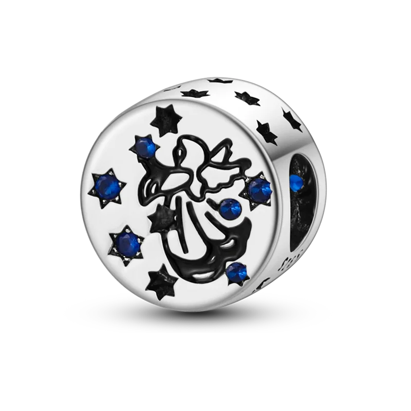 S925 Silver Angel Baby Charms | Heart Shape Wings Dangle Beads Fit Bracelet & Necklace