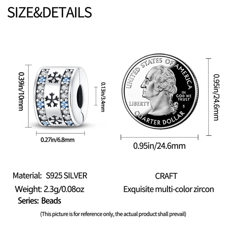 925 Sterling Silver Pave Clip Charms with Safety Chain | Colored Beads Stopper Clasp Fit Original Pandora Bracelet Jewelry