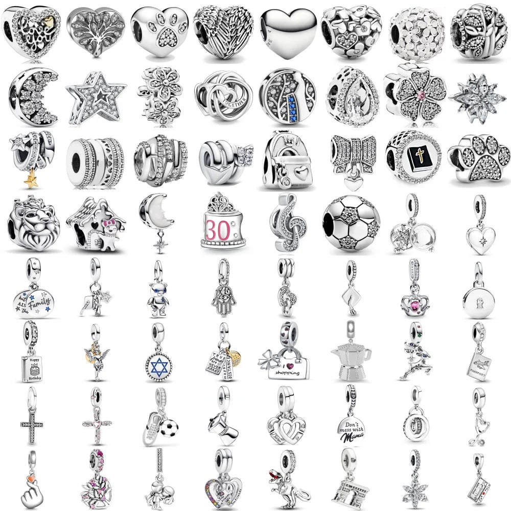 2025 New S925 Silver Spring Ball Bear Cross Pendant – DIY Bracelet Charm for Women